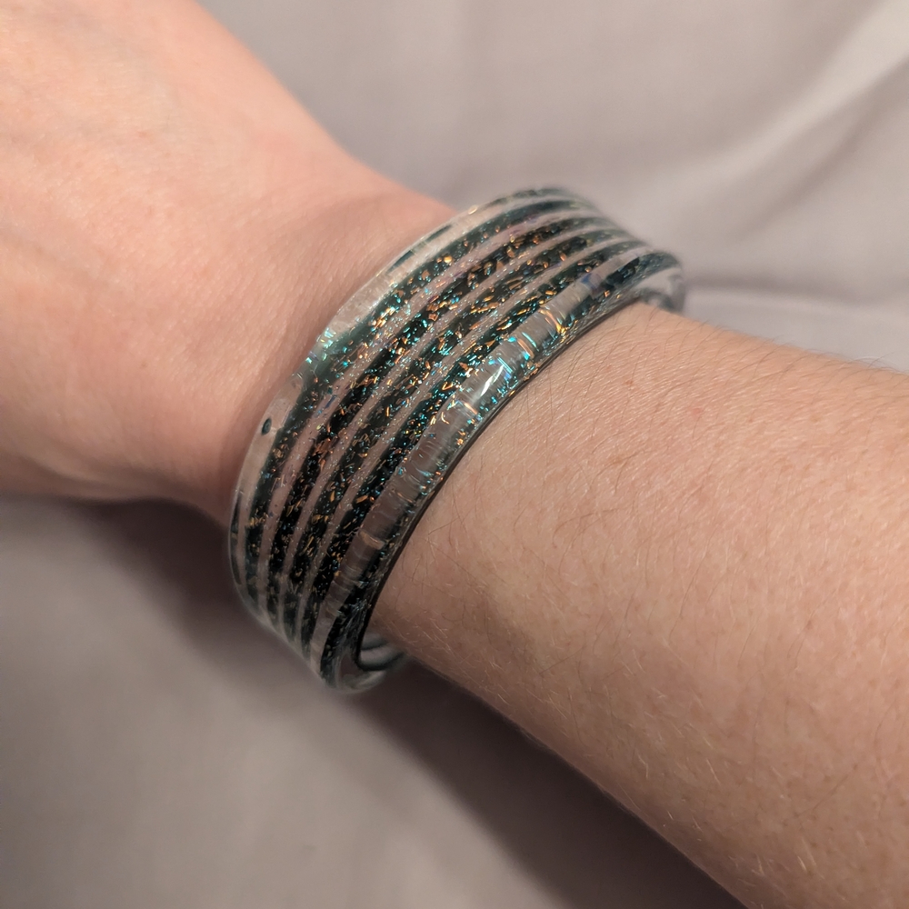 Striped Glass Bangle Bracelet